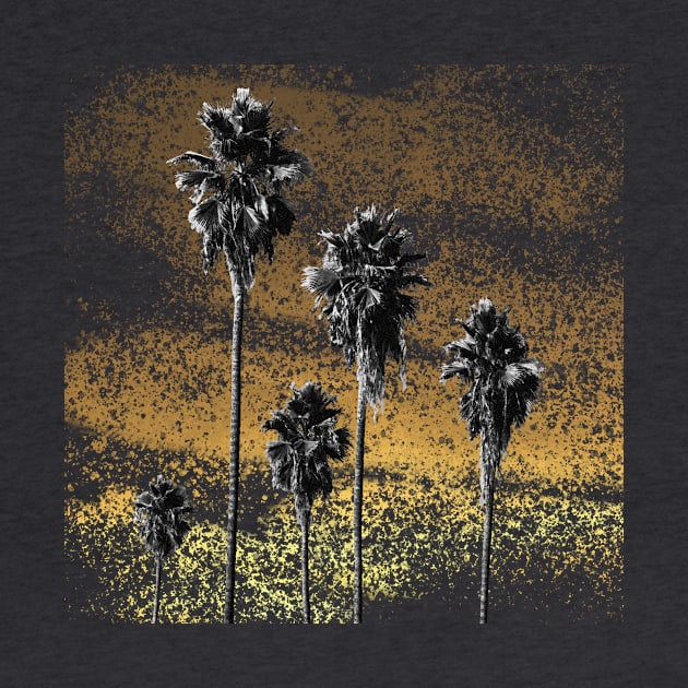 black and white palms against a golden sky by Taya Johnston